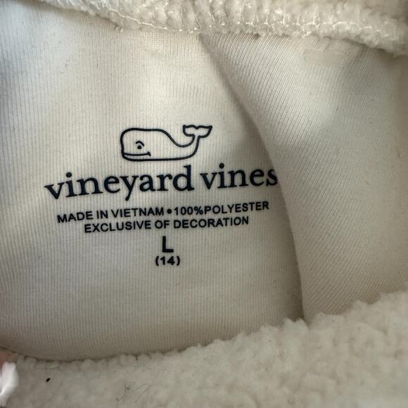 Vineyard Vines Girl’s Cream Fuzzy Mock Neck Tunic Sweatshirt - Picture 2 of 6